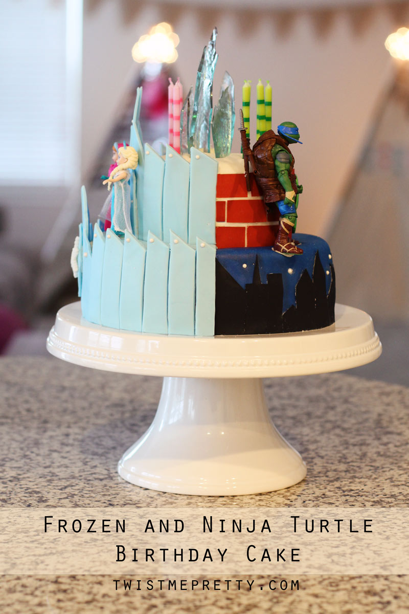 Frozen And Ninja Turtle Birthday Cake Twist Me Pretty