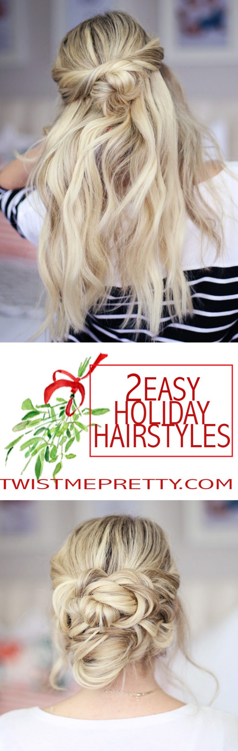 2 easy holiday hairstyles Twist Me Pretty
