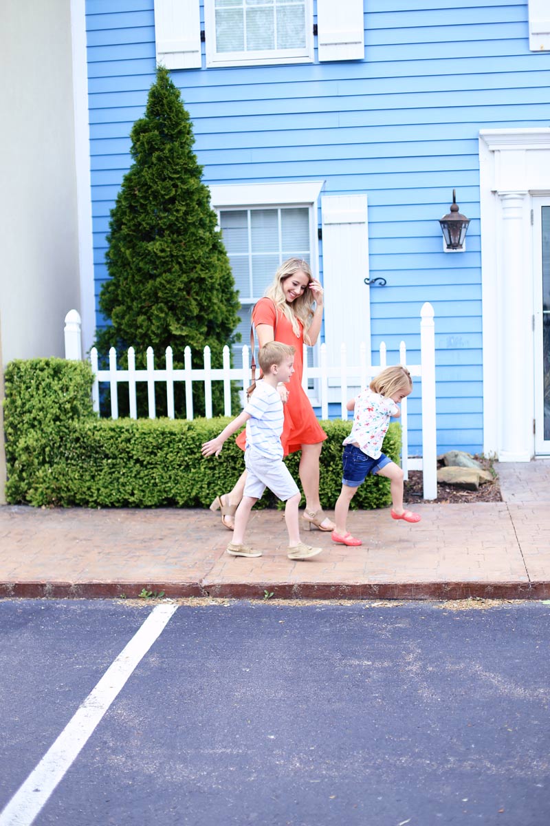 Family night! Abby and her children, Boston and Savy, explore a cute part of town.