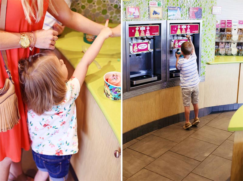 Ice cream! Savy and Boston select their flavors and toppings.