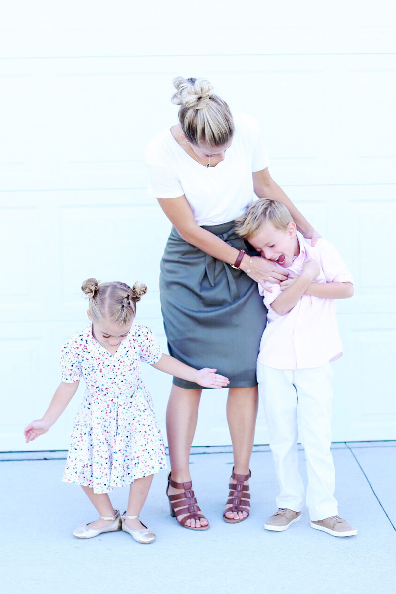 Twist Me Pretty's Abby poses with her son and daughter as they show off their Sunday style.