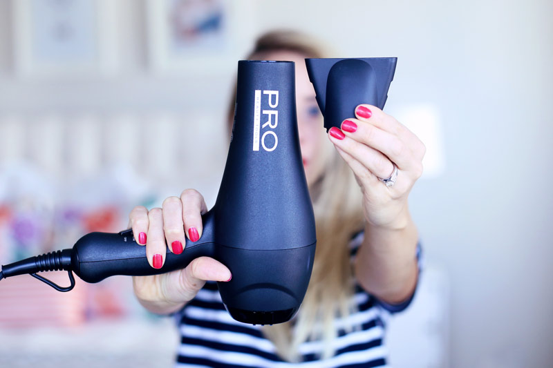 The Pro Beauty Tools Hair Dryer is super helpful when you're learning how to blow dry your hair with a round brush.