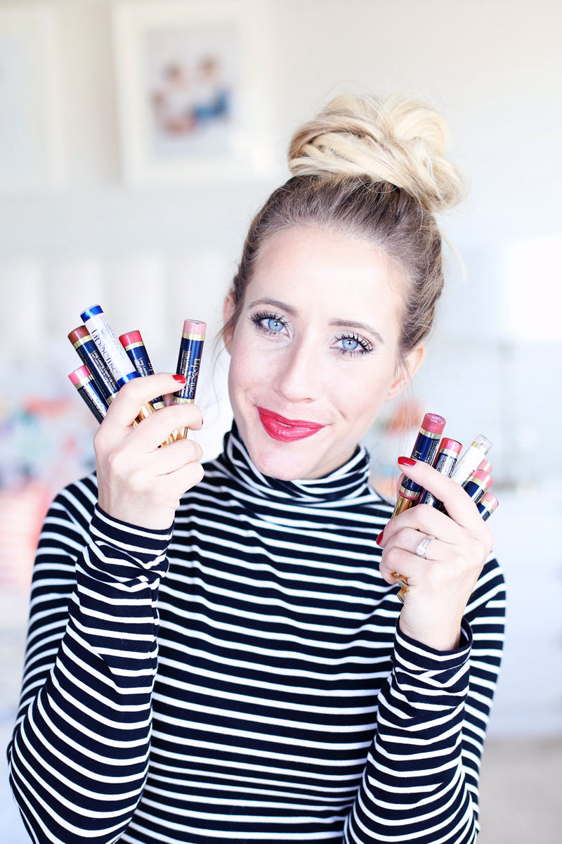 Abby poses with several shades of smudge-proof indelible lipstain. Twist Me Pretty