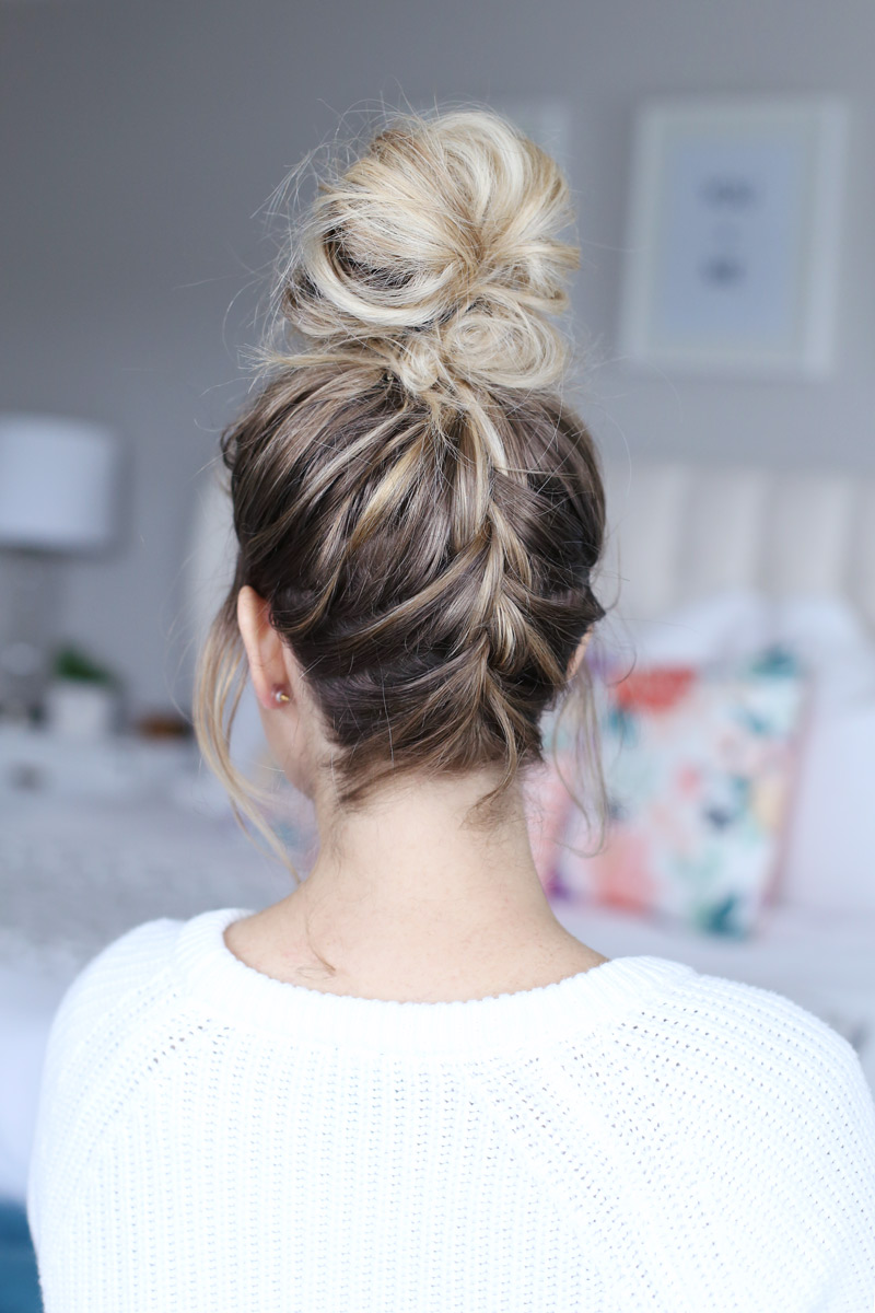 Twist Me Pretty's french braided top knot - a how-to guide