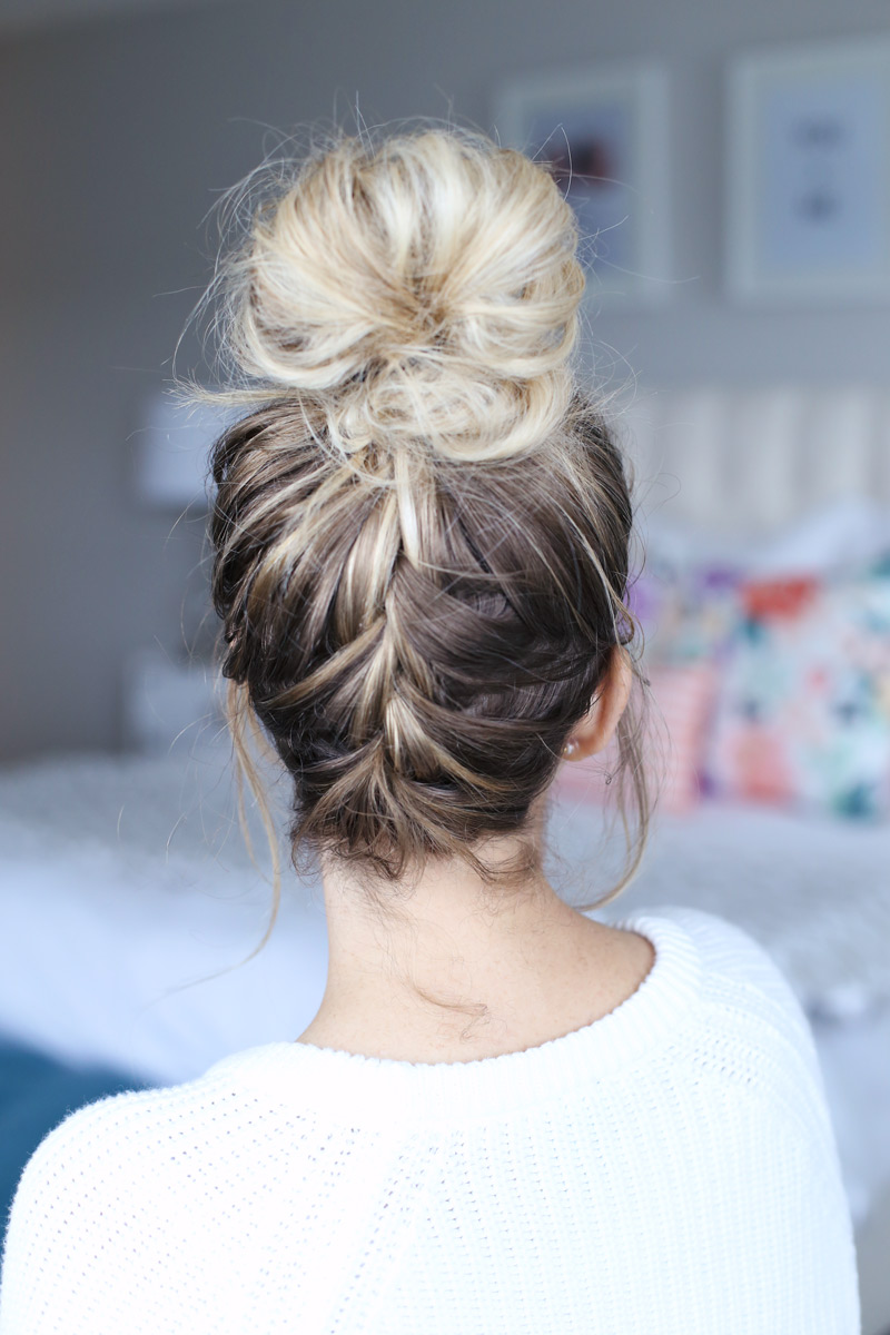 How to French Braid into a Top Knot - Twist Me Pretty