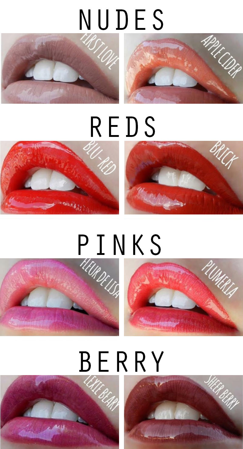 Lipsense lipstains in various shades. Firstlove, Apple cider, Blu-red, Brick, Fleur de Lisa, Plumeria, Lexi-Beary, and Sheer Berry. For sale at Twist Me Pretty. 
