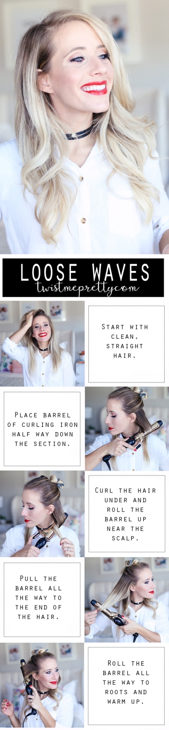 Twist Me Pretty's Abby uses a curling iron to create big loose waves. Find out how to do these 2 holiday hairstyles! 