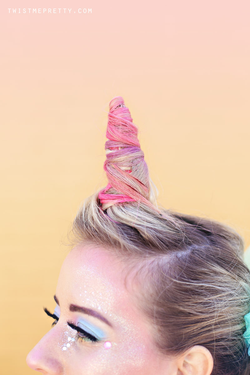 Image of Unicorn messy bun hair style