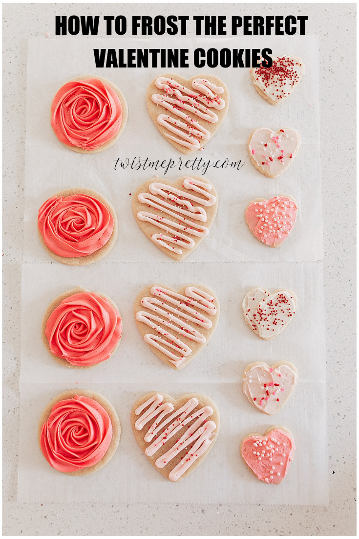 3 fail proof ways to frost Valentine's Sugar Cookies how to frost sugar cookies with twistmepretty.com