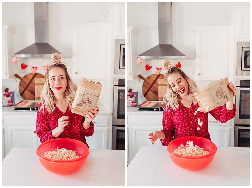 How to make Valentine's Popcorn Valentine's Recipe and neighbor gifts with twistmepretty.com