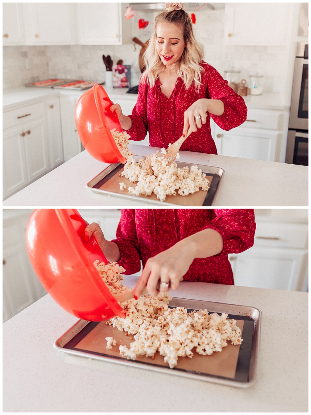 How to make Valentine's Popcorn Valentine's Recipe and neighbor gifts with twistmepretty.com