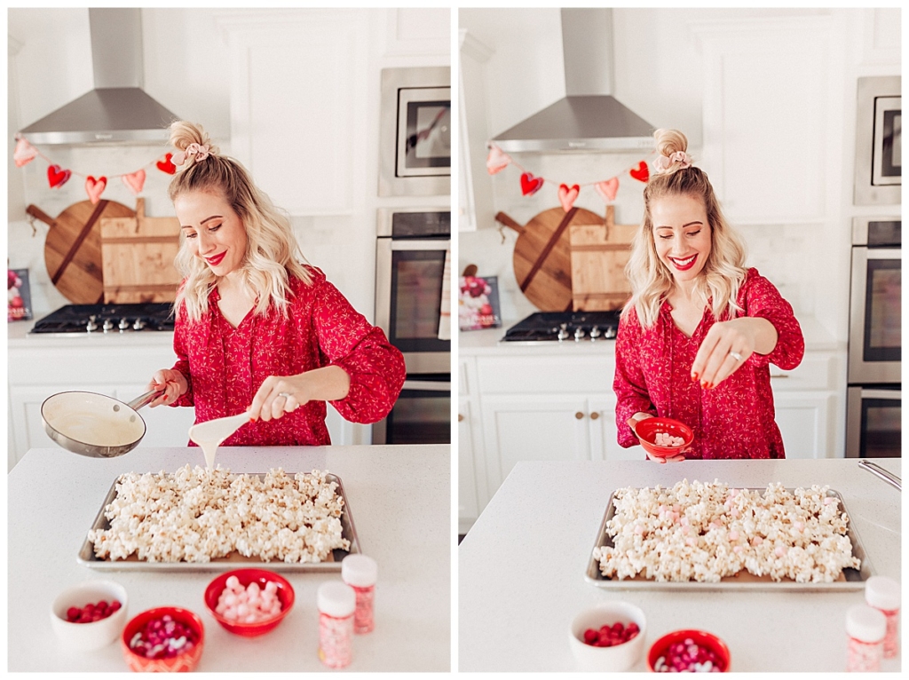 How to make Valentine's Popcorn Valentine's Recipe and neighbor gifts with twistmepretty.com