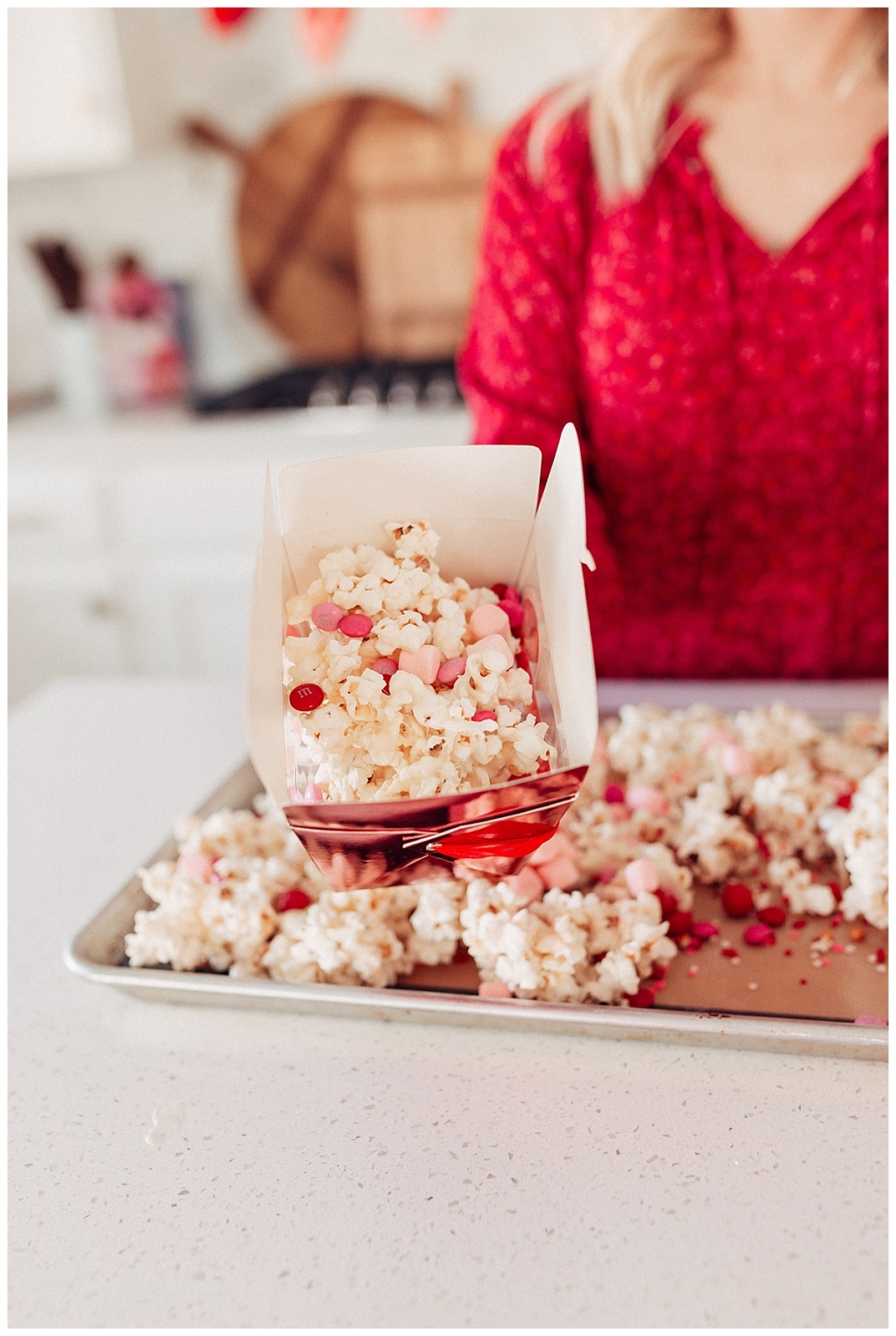 How to make Valentine's Popcorn Valentine's Recipe and neighbor gifts with twistmepretty.com