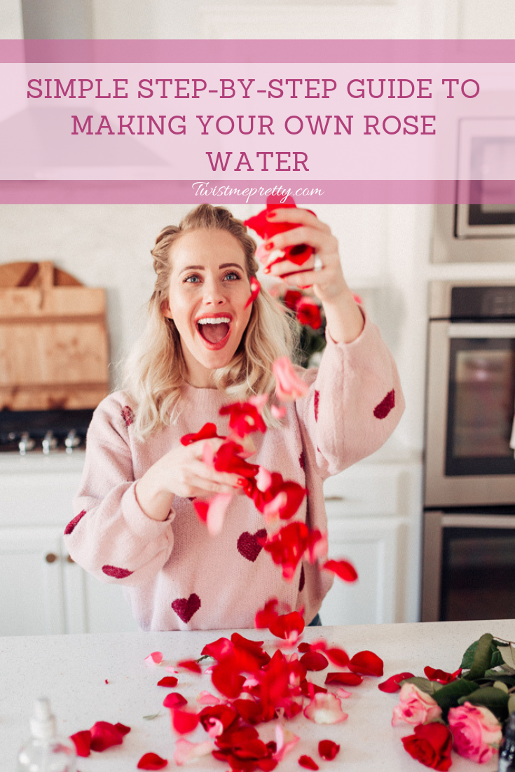 DIY Rose water how to use your leftover roses from valentines day simple step by step guide to making your own rose water with twistmepretty.com a step by step guide