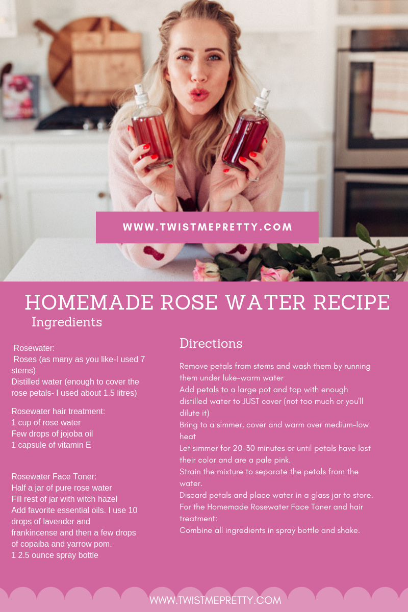 DIY Rose water how to use your leftover roses from valentines day complete recipe and use guide with twistmepretty.com a step by step guide