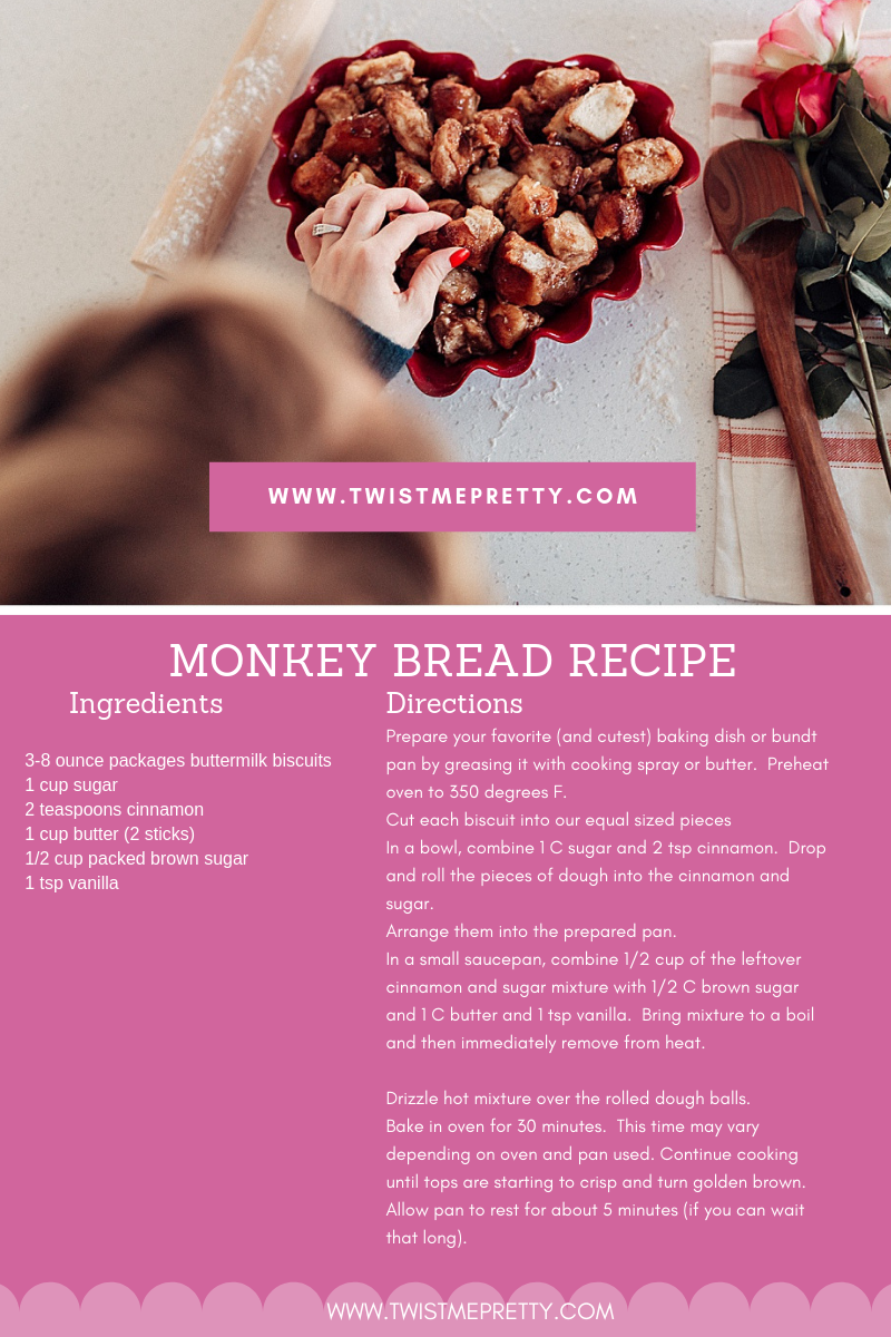 Valentine's Day Monkey Bread Recipe from twistmepretty.com how to make the best monkey bread