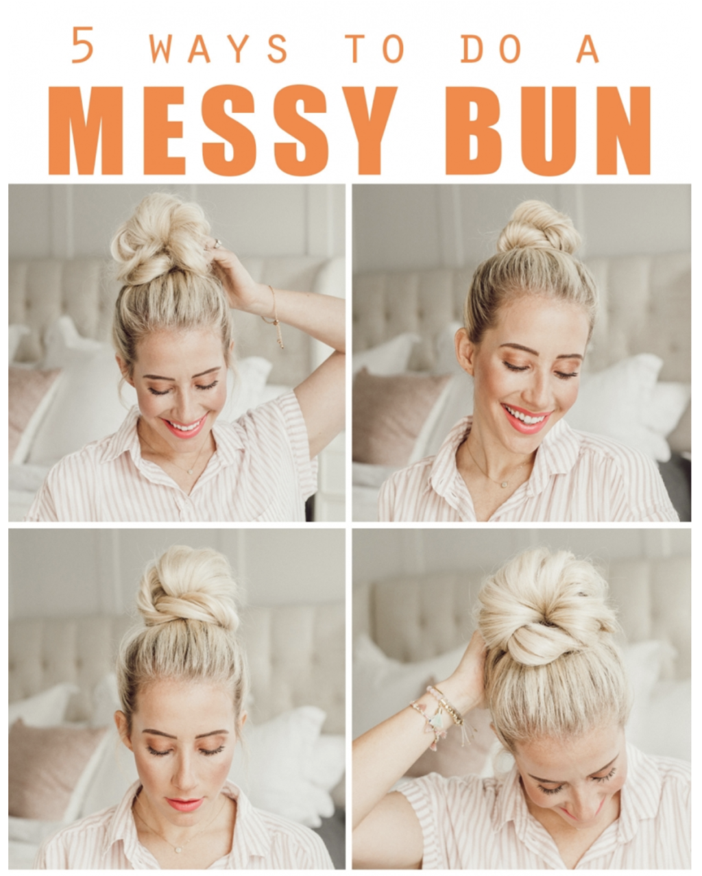 9 Quick Hairstyles for Valentines Day - Style Round-Up how to do a messy bun five ways with twistmepretty.com