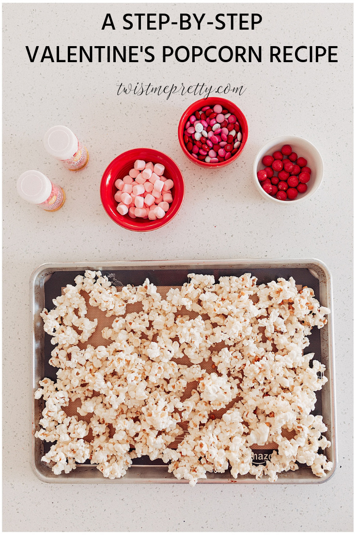 How to make Valentine's Popcorn Valentine's Recipe and neighbor gifts with twistmepretty.com