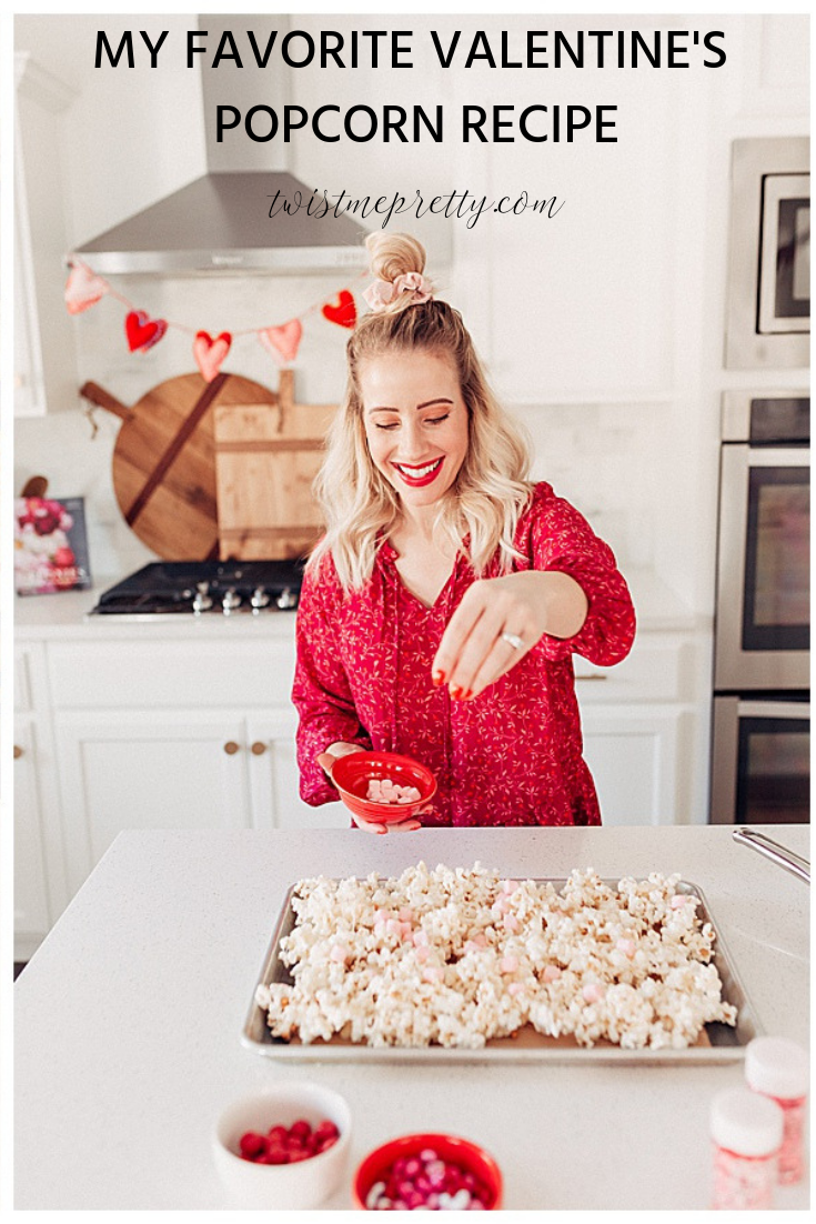 How to make Valentine's Popcorn Valentine's Recipe and neighbor gifts with twistmepretty.com