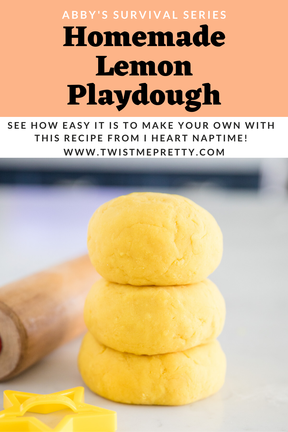 Abby's Survival Series Homemade Lemon Playdough from I Heart Naptime www.twistmepretty.com