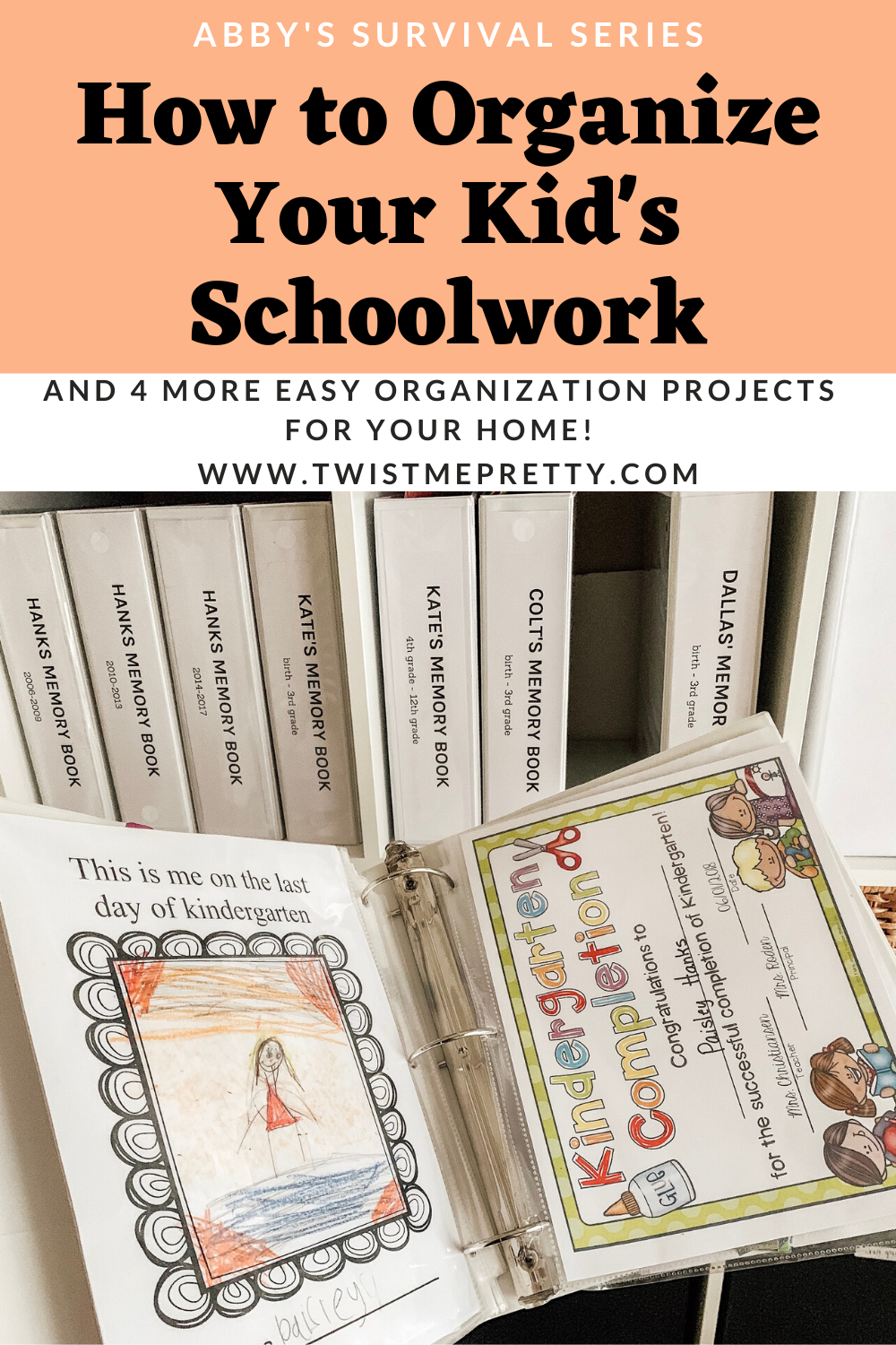 Abby's Survival Series- How to Organize Your Kid's Schoolwork by Homegrown Traditions. www.TwistMePretty.com