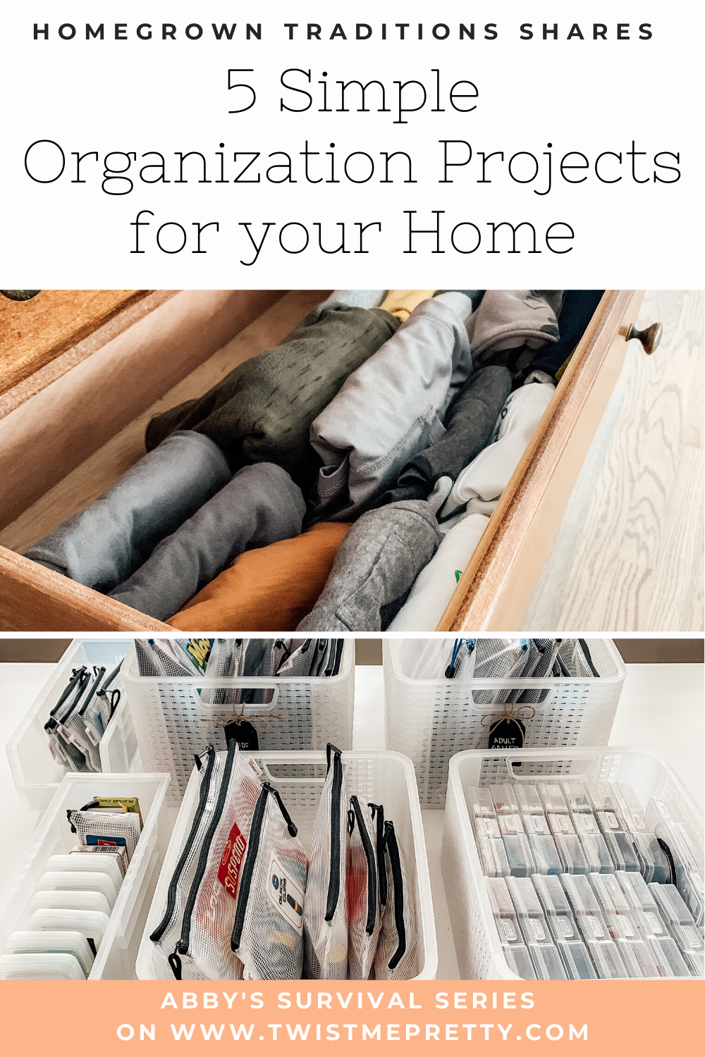 Homegrown Traditions shares 5 Simple Organization Projects for your Home. www.TwistMePretty.com