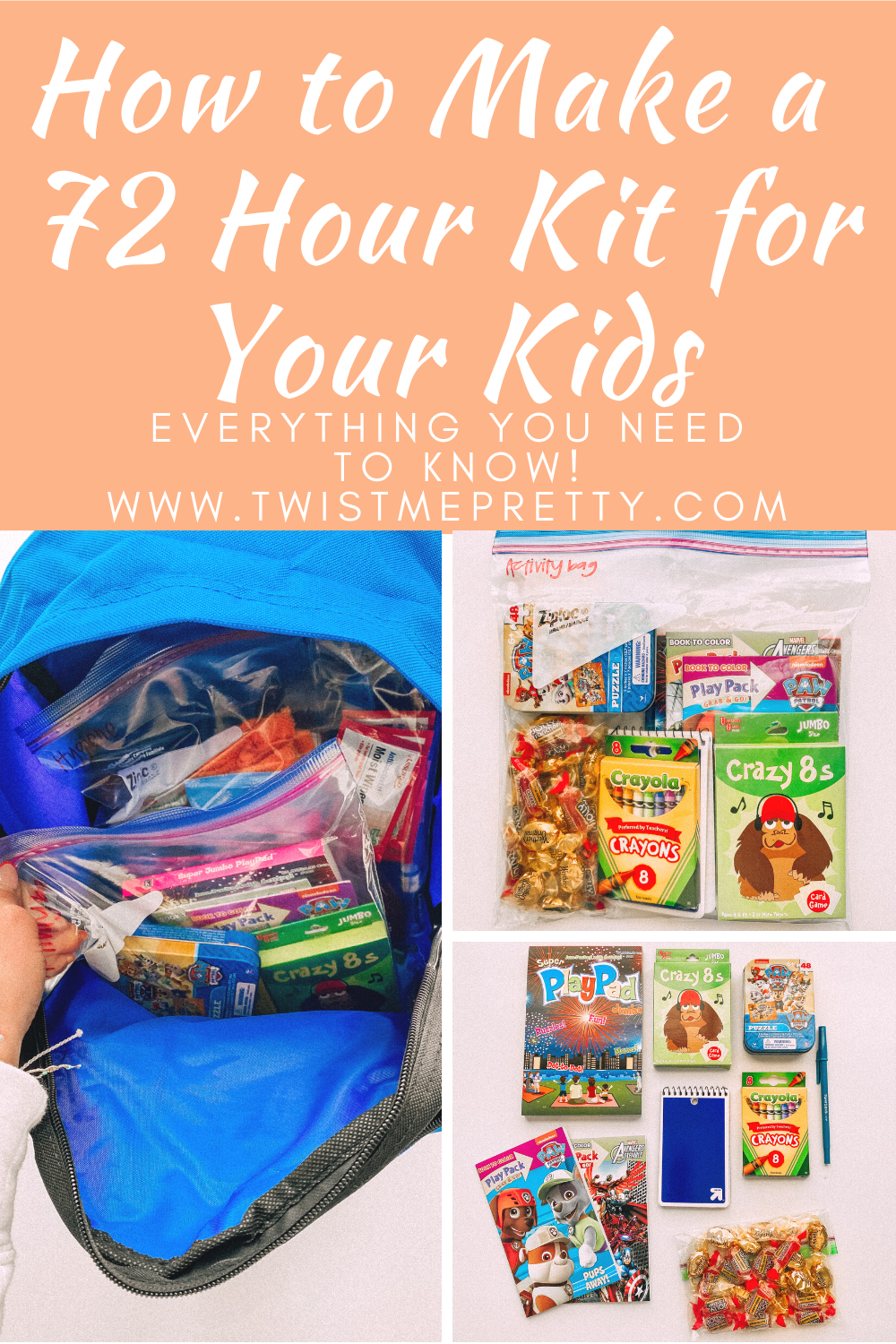 How to Make a 72 Hour Kit for your Kids www.twistmepretty.com