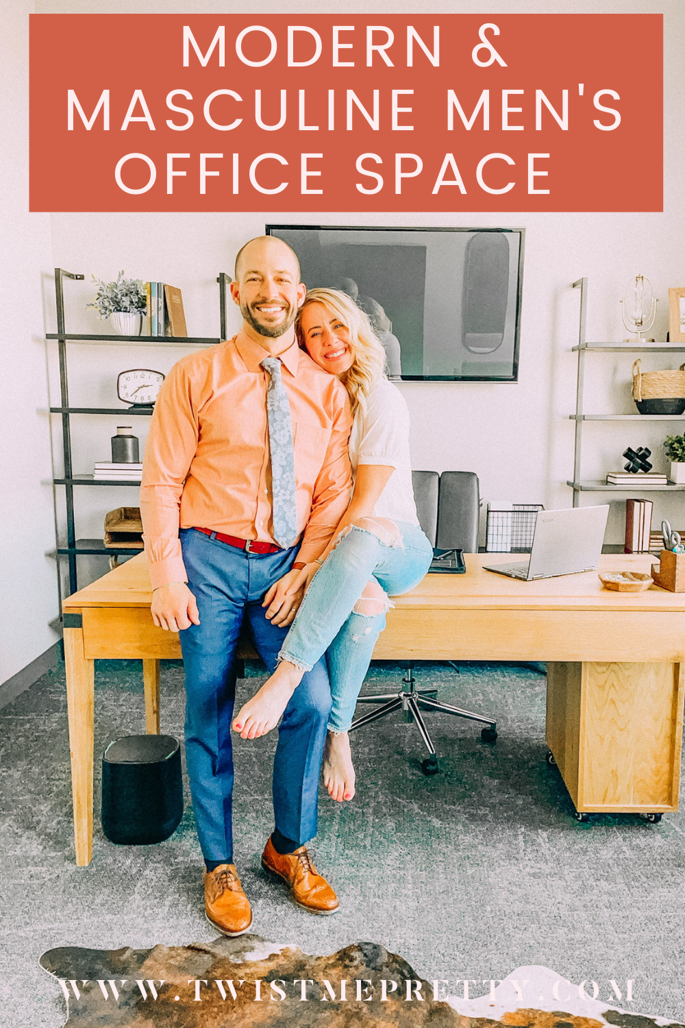 Modern and Masculine Office Space Reveal www.twistmepretty.com