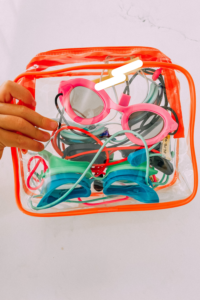 store your goggles in a clear pack to keep them organized. www.twistmepretty.com