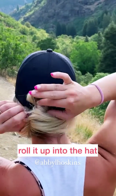 the secret to wearing your hair up with hat on. www.twistmepretty.com