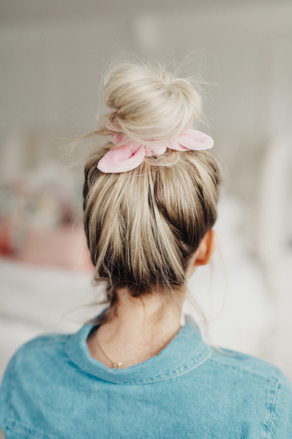 Image of top knot with a scrunchie