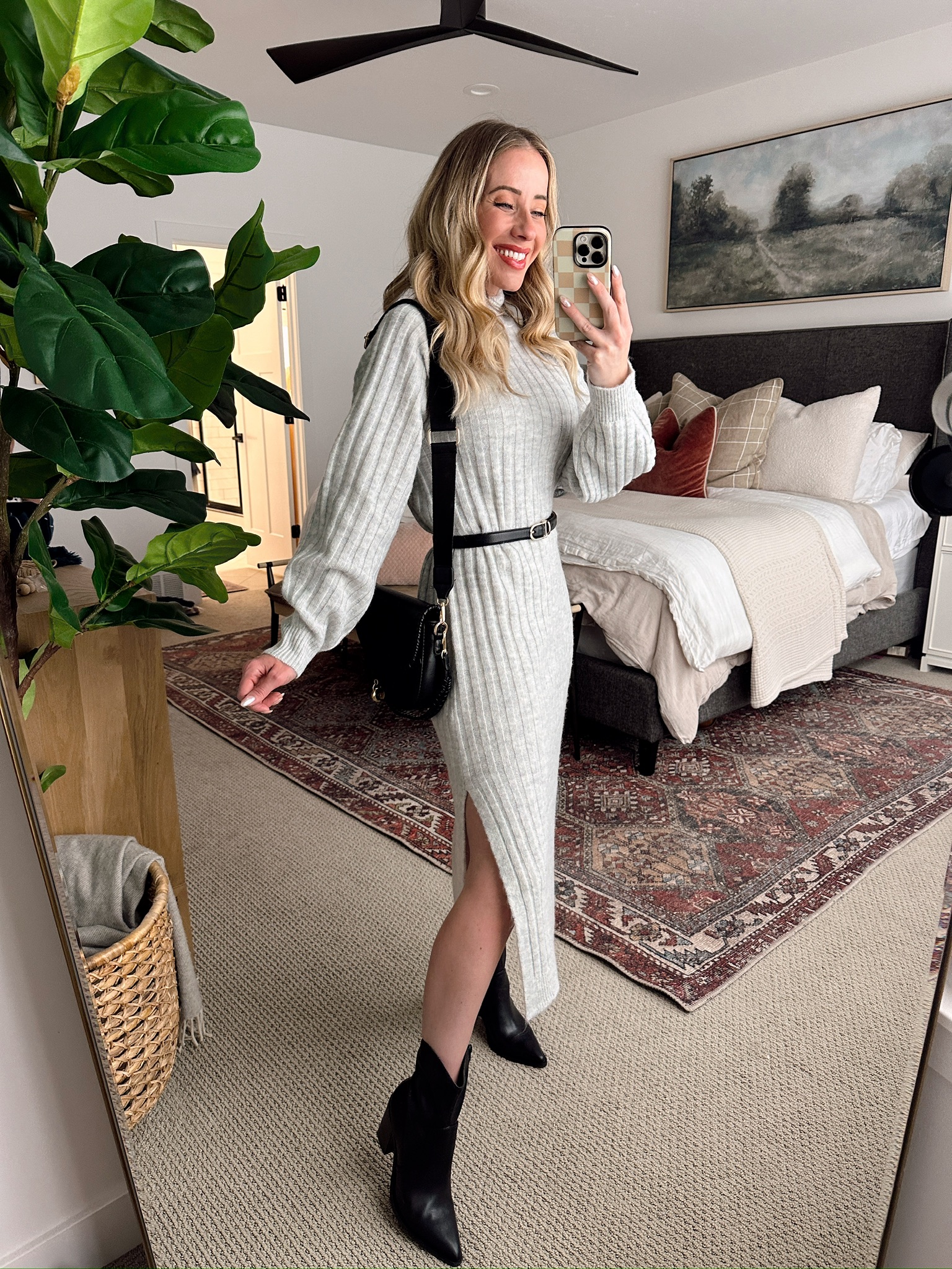 black and white sweater dress